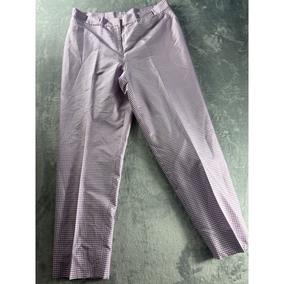 Liz Claiborne Tabitha Pants Women's 12 Lavender Gigham Picnic Silk Tapered Leg - Picture 3 of 9
